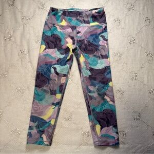 Athleta Girl Purple Abstract Printed Leggings – Size 10/12